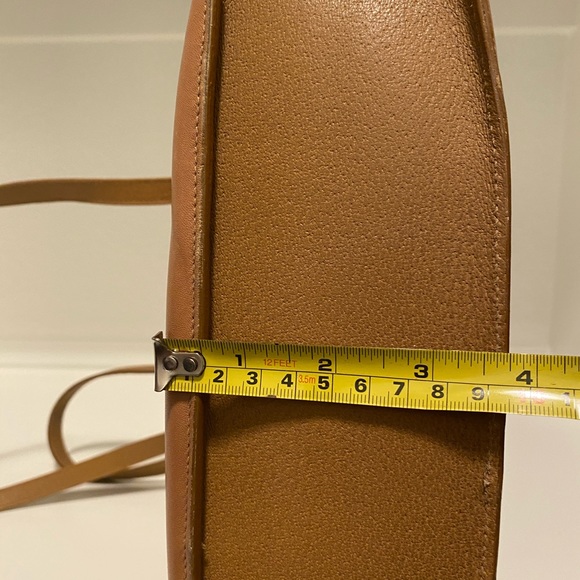 LEATHER MARK CROSS SHOULDER BAG CAMEL NUDE HANDBAG - Picture 6 of 15